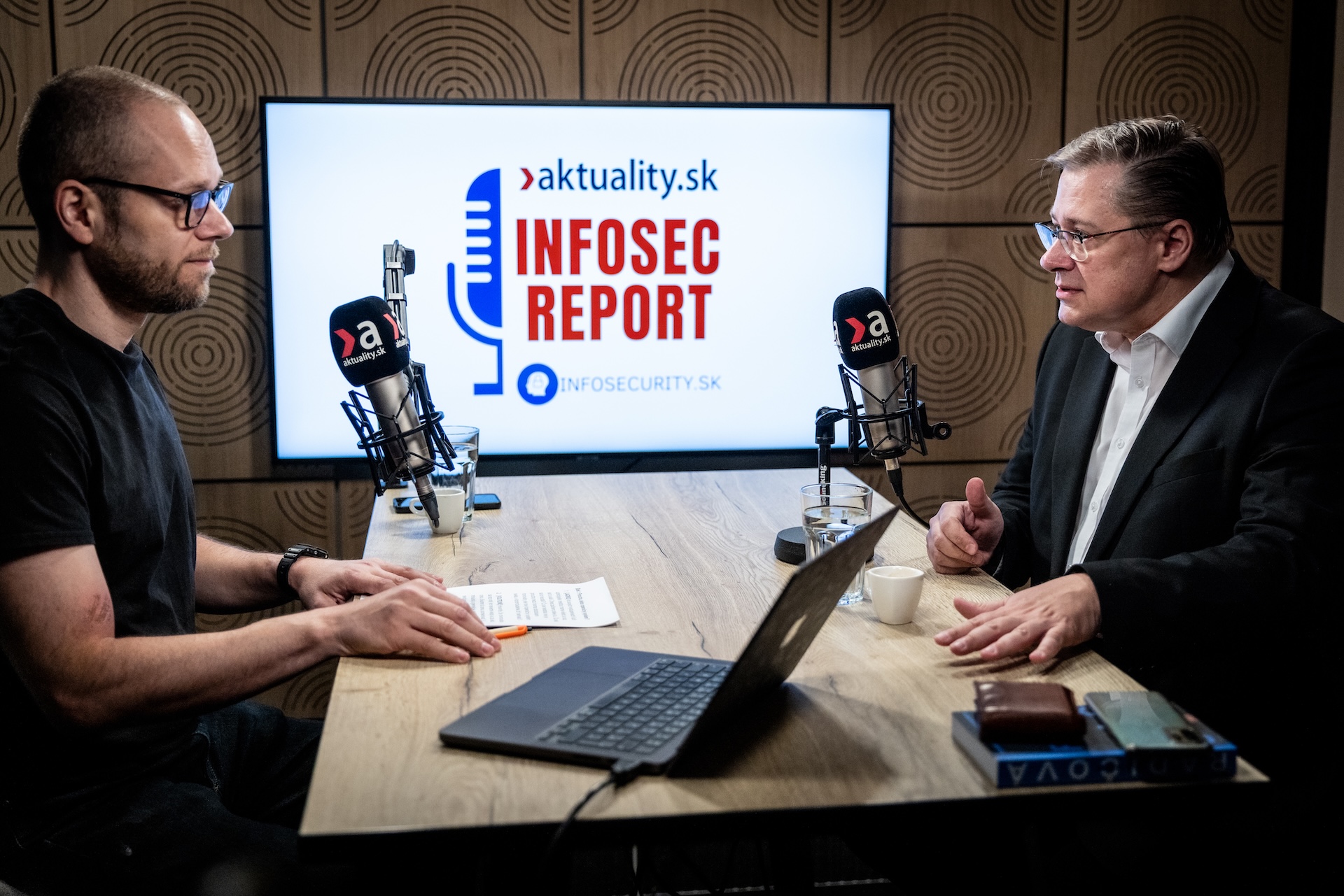 An Infosec Report episode being recorded in the Aktuality.sk studio